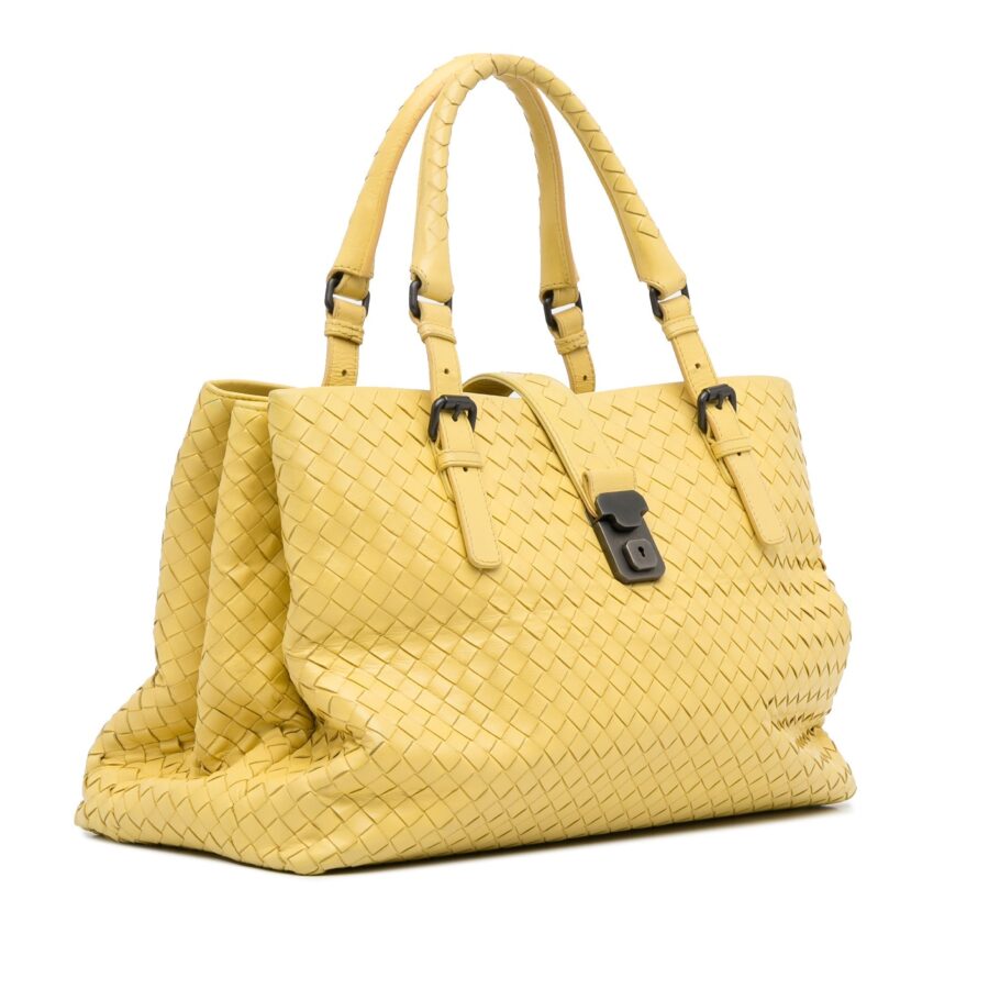 Yellow Bottega Veneta Medium Intrecciato Roma Tote Bag | Studio Nafay