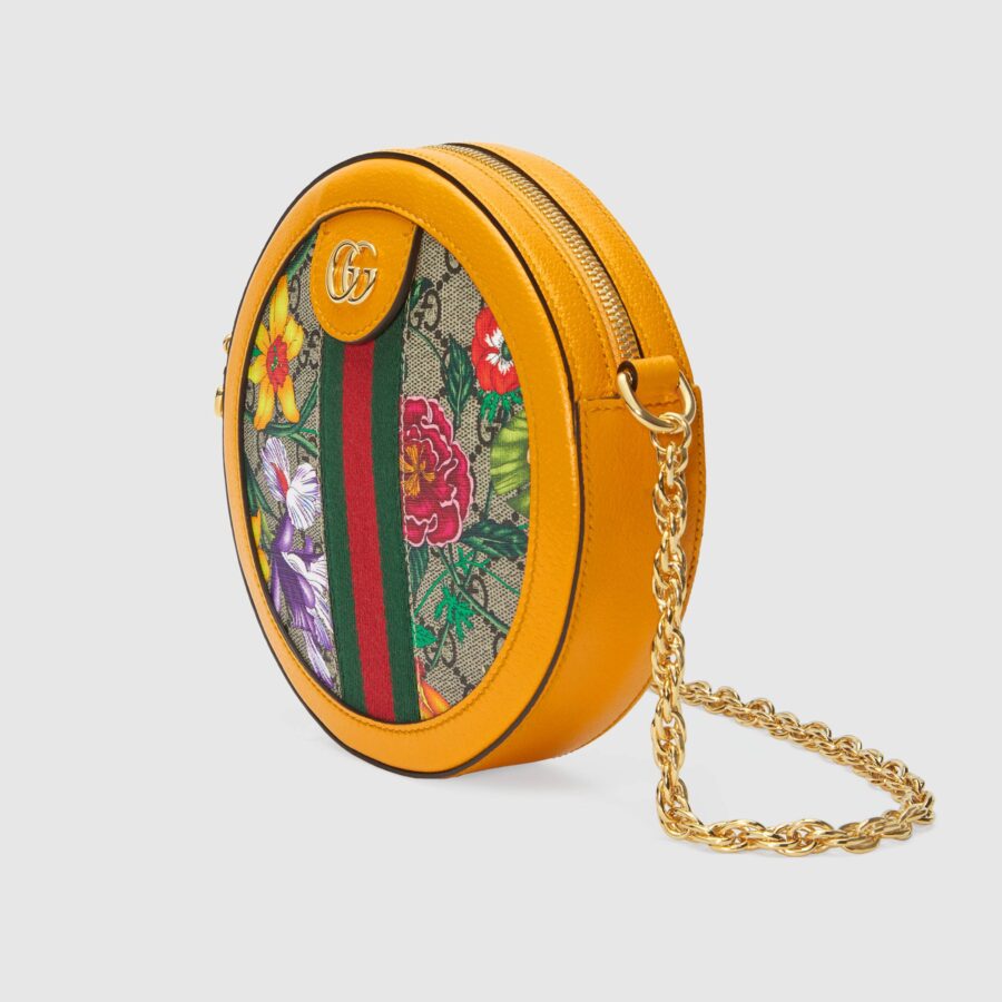 Gucci Ophidia GG Flora Mini Round Shoulder Bag Yellow | Studio Nafay
