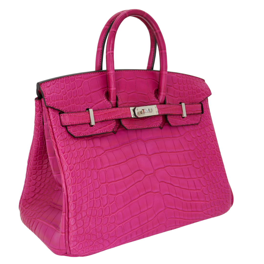 Hermes25cm Birkin Rose Scheherazade Matte Alligator Palladium Hardware