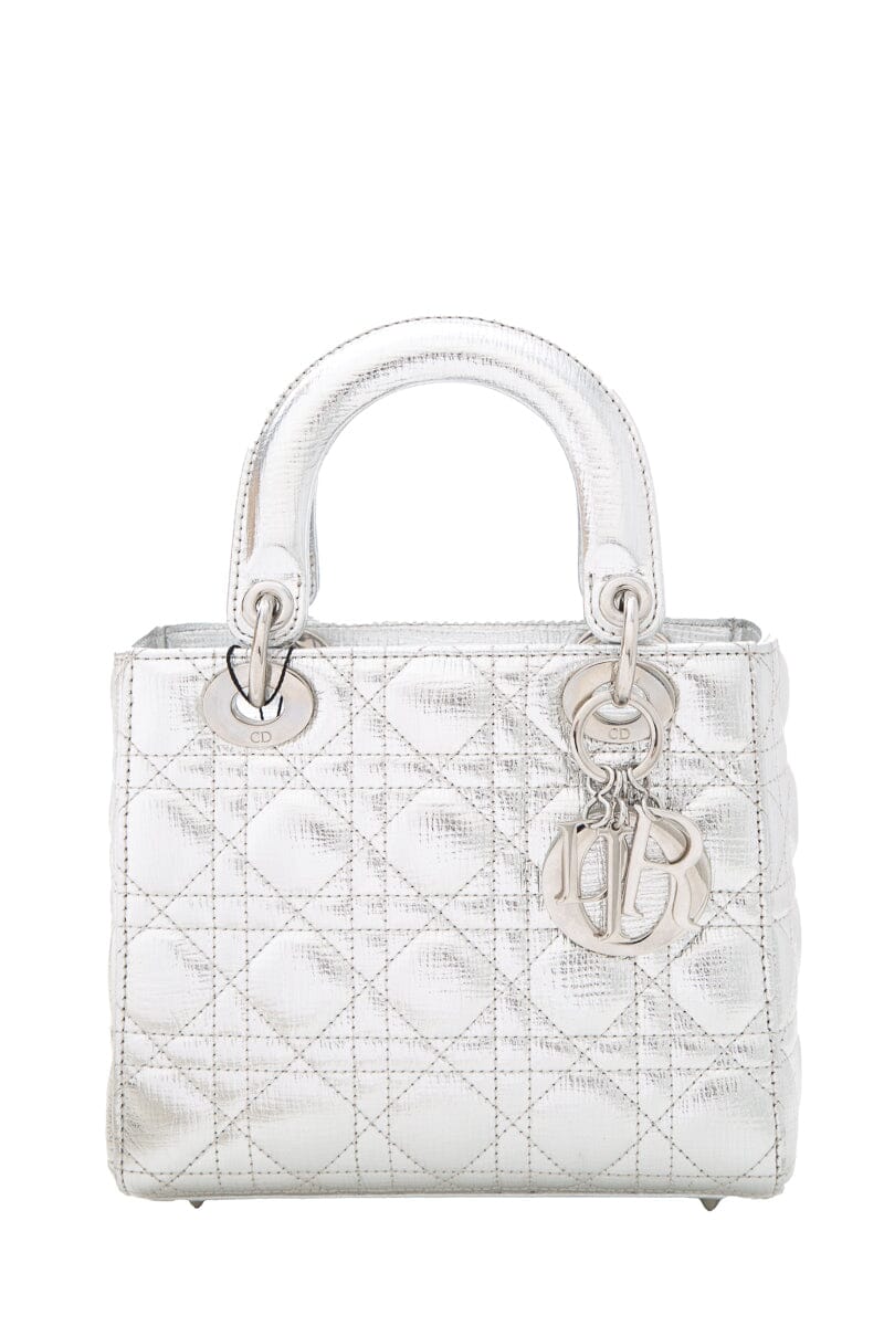 Dior Lady Dior Metallic Silver Grained Cannage with Lucky Badges Handbag - Product Image 2