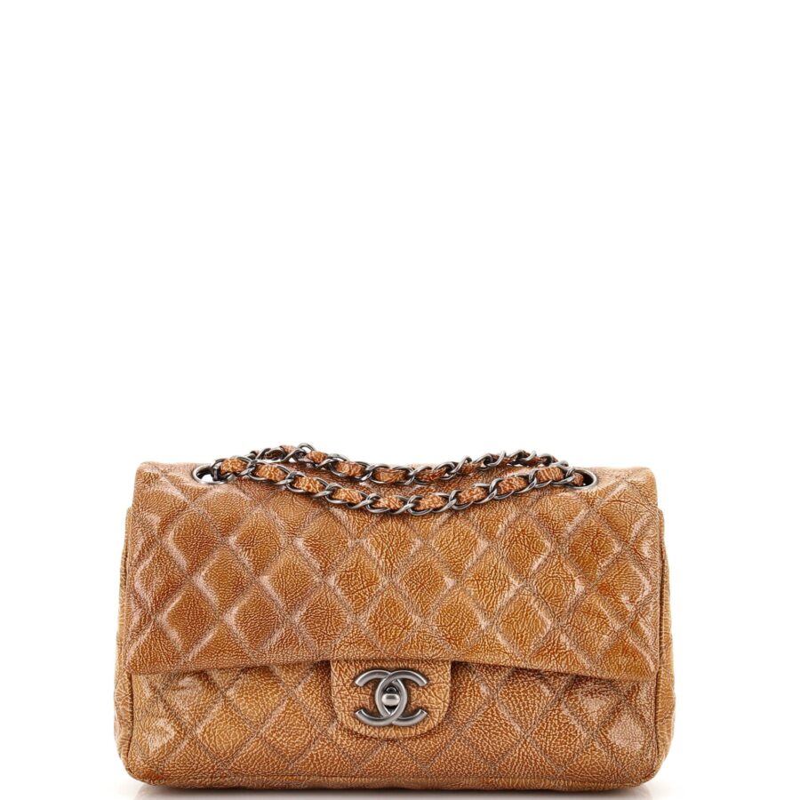CHANEL Classic Double Flap Bag Quilted Crinkled Patent Medium | Studio Nafay