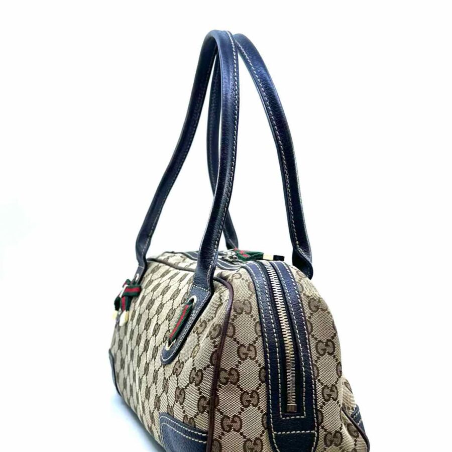 GUCCI Brown Canvas Monogram Handbag | Studio Nafay