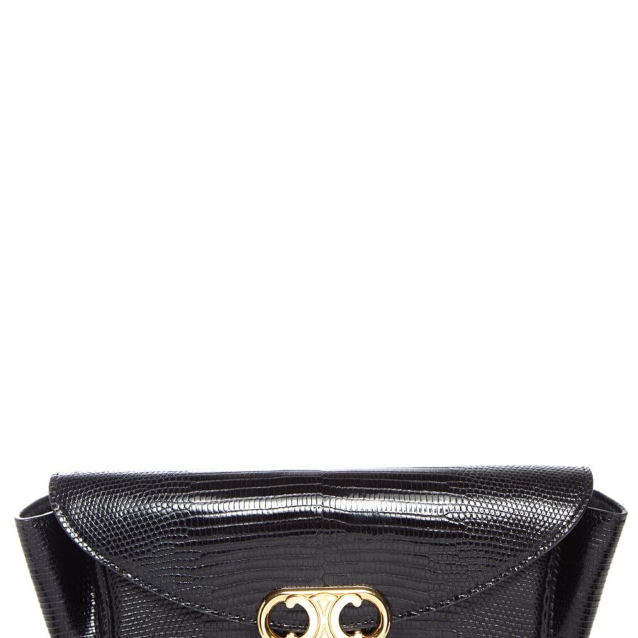 Celine Black Lizard Maillon Triomphe Clutch | Studio Nafay