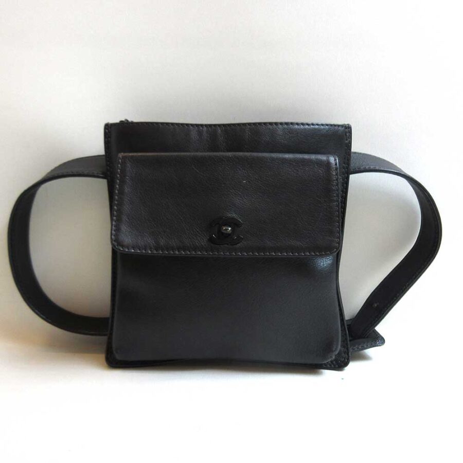 Chanel Leather Waist Pouch Black Classic Flap | Studio Nafay