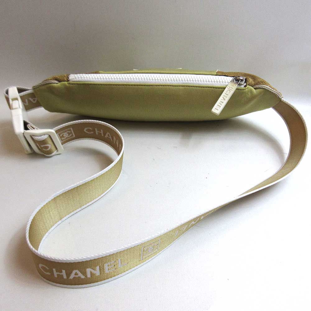 Chanel Nylon Waist Pouch Body Bag Beige Classic Flap