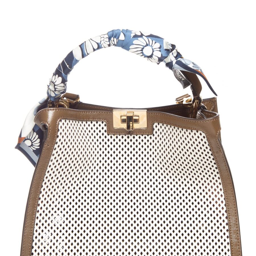 Fendi White X-Lite Leather Medium Peekaboo Handbag | Studio Nafay