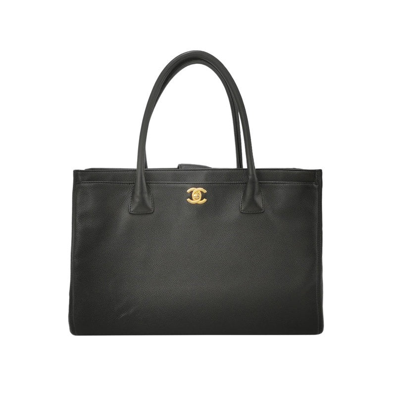 Chanel Cerf Executive Black Caviar Leather Handbag Gold Hardware | Studio Nafay