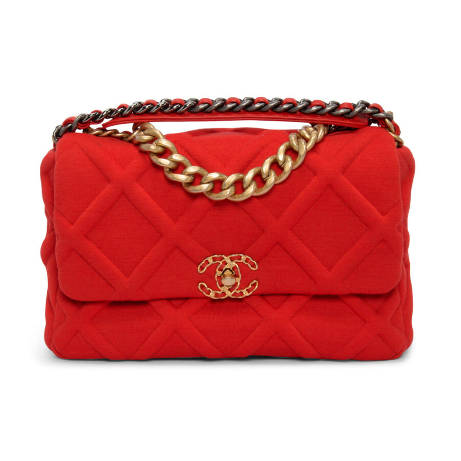 Chanel Red Quilted Jersey Large Chanel 19 Bag | Studio Nafay