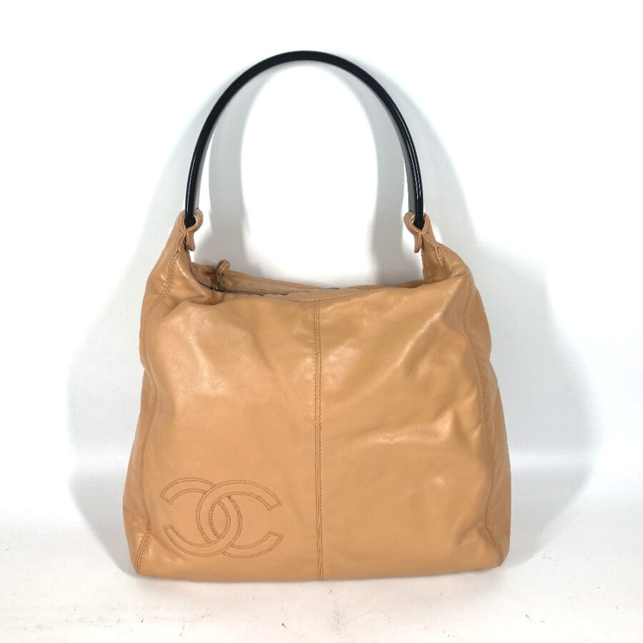 CHANEL Handbag leather beige Plat Stick handle CC COCO Mark | Studio Nafay