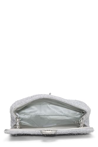 Chl, Silver Knit Pluto Glitter Classic Flap Medium, Silver | Studio Nafay