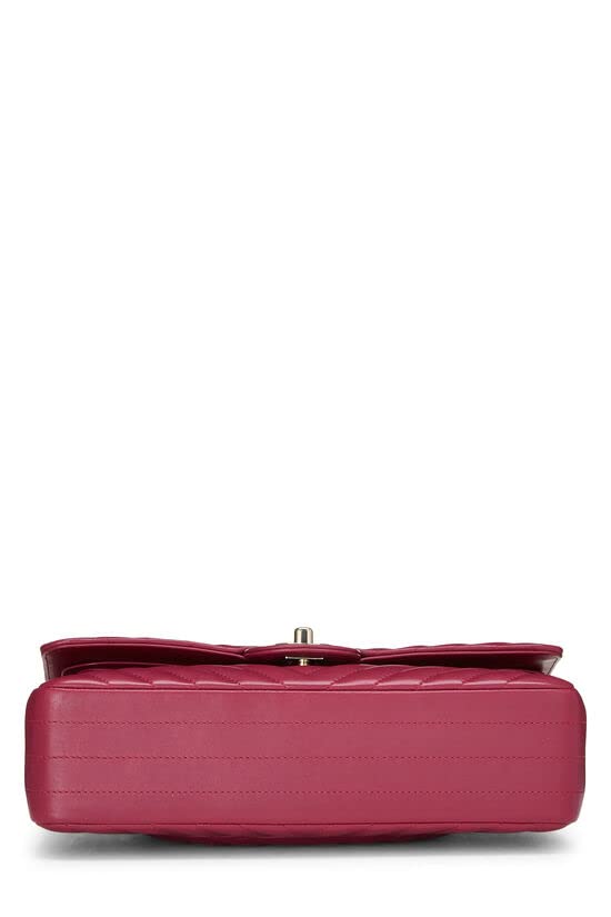 Chl, Purple Chevron Lambskin Classic Double Flap Medium, Purple