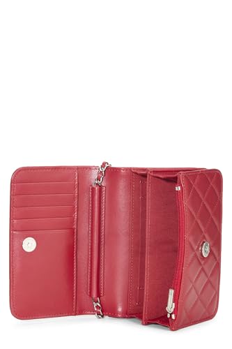 Chl, Red Quilted Lambskin Classic Wallet On Chain (WOC) Mini, Red | Studio Nafay