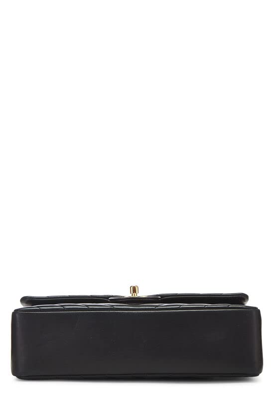 Chl, Black Chevron Lambskin Classic Double Flap Medium, Black