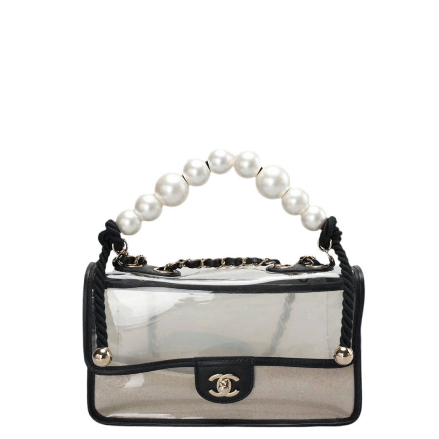Chanel Sand By The Sea timeless Flap Bag With Pearl Strap in medium size | Studio Nafay