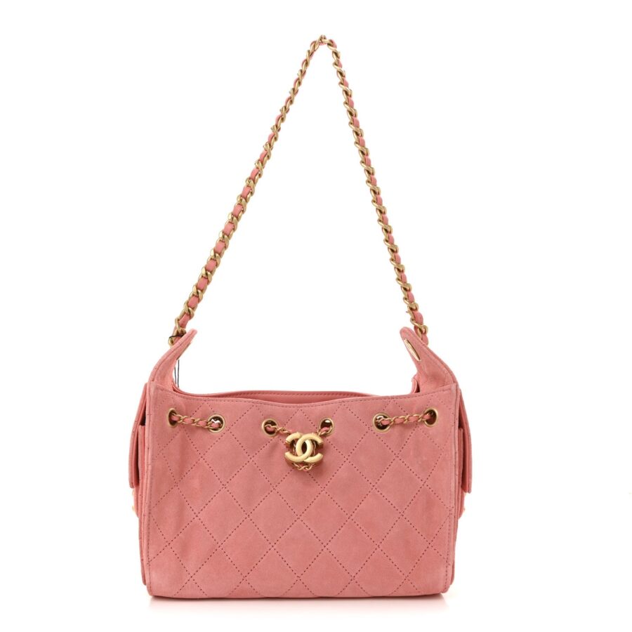 Suede Quilted Mini Chanel 25 Handbag Pink | Studio Nafay