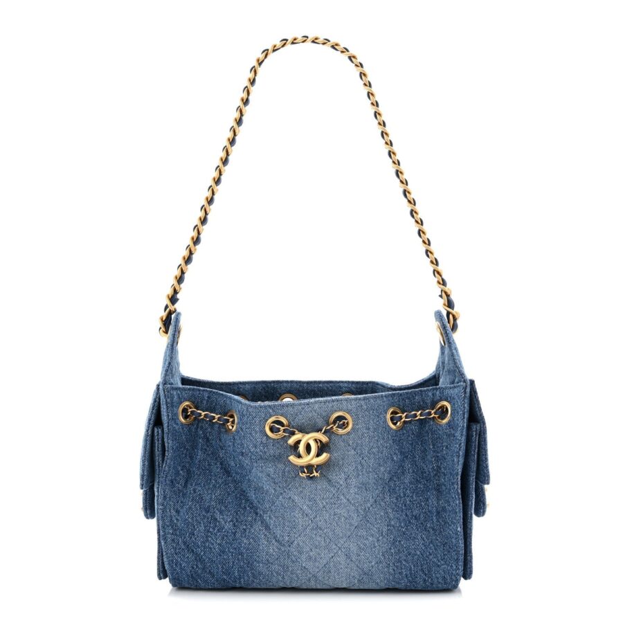 Washed Quilted Mini Chanel 25 Handbag Blue | Studio Nafay