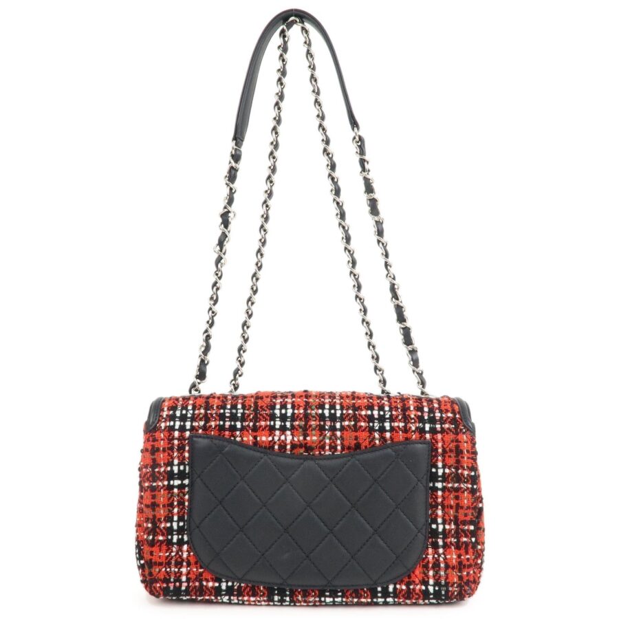 Chanel CC Filigree Tweed Leather Shoulder Bag Red Black | Studio Nafay