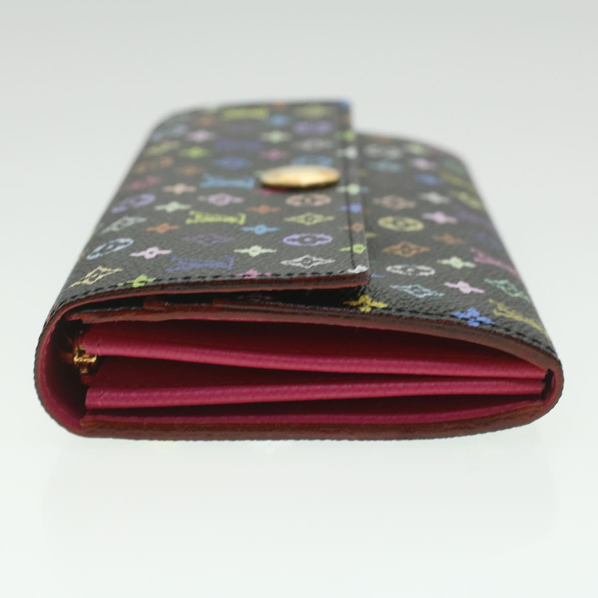 LOUIS VUITTON Multicolor Portefeuille Sarah Wallet Black LV Auth 37421