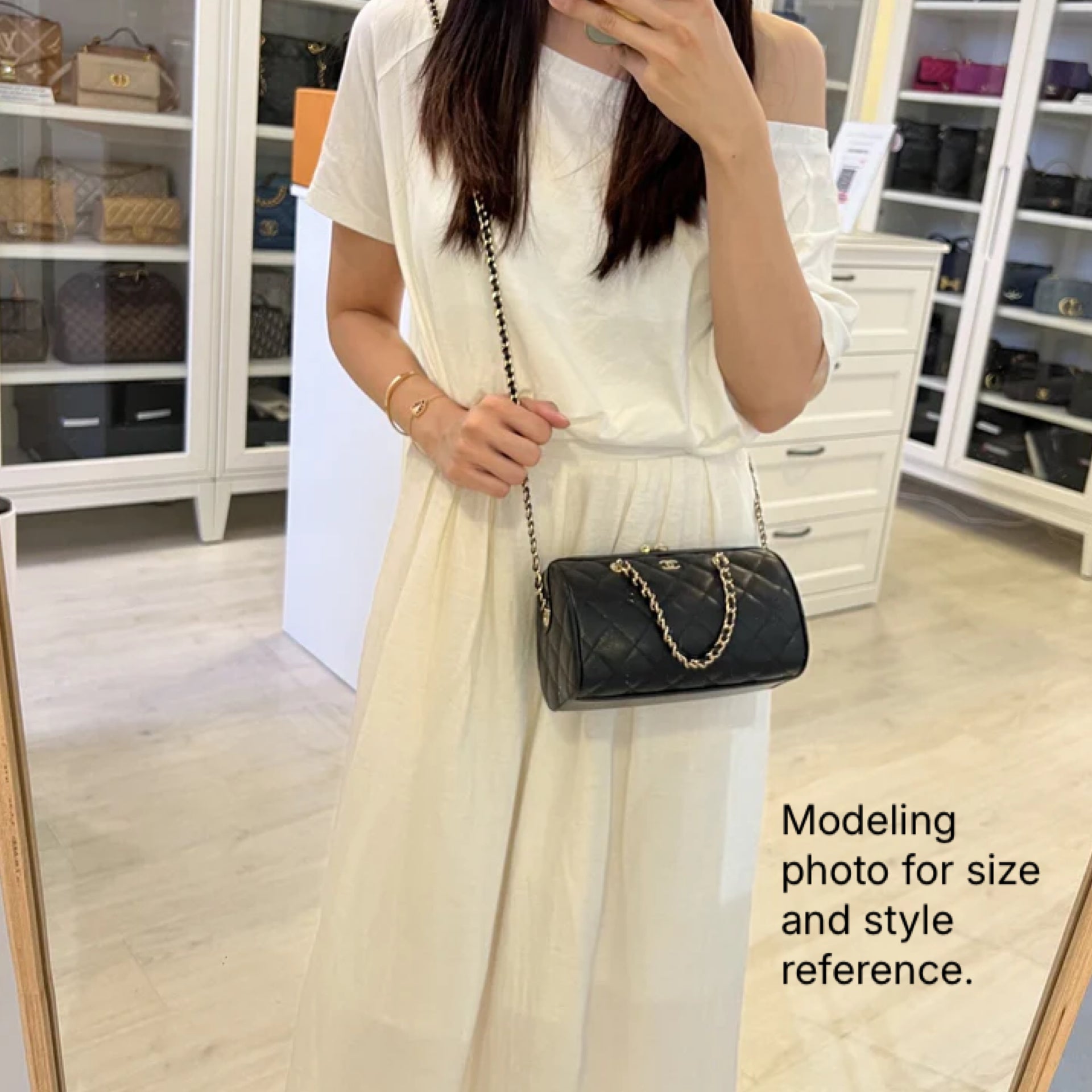 [Brand New – Local Set – ] Chanel 25P Bowling Bag in Black Caviar and LGHW (Model: )