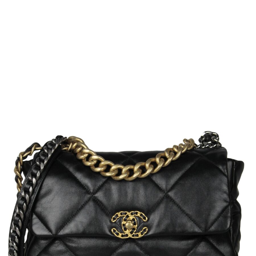 Chanel Black Lambskin Leather Quilted Large 19 Bag | Studio Nafay
