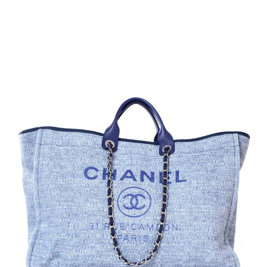 Chanel Blue & Glitter Canvas XL Deauville Tote Bag | Studio Nafay