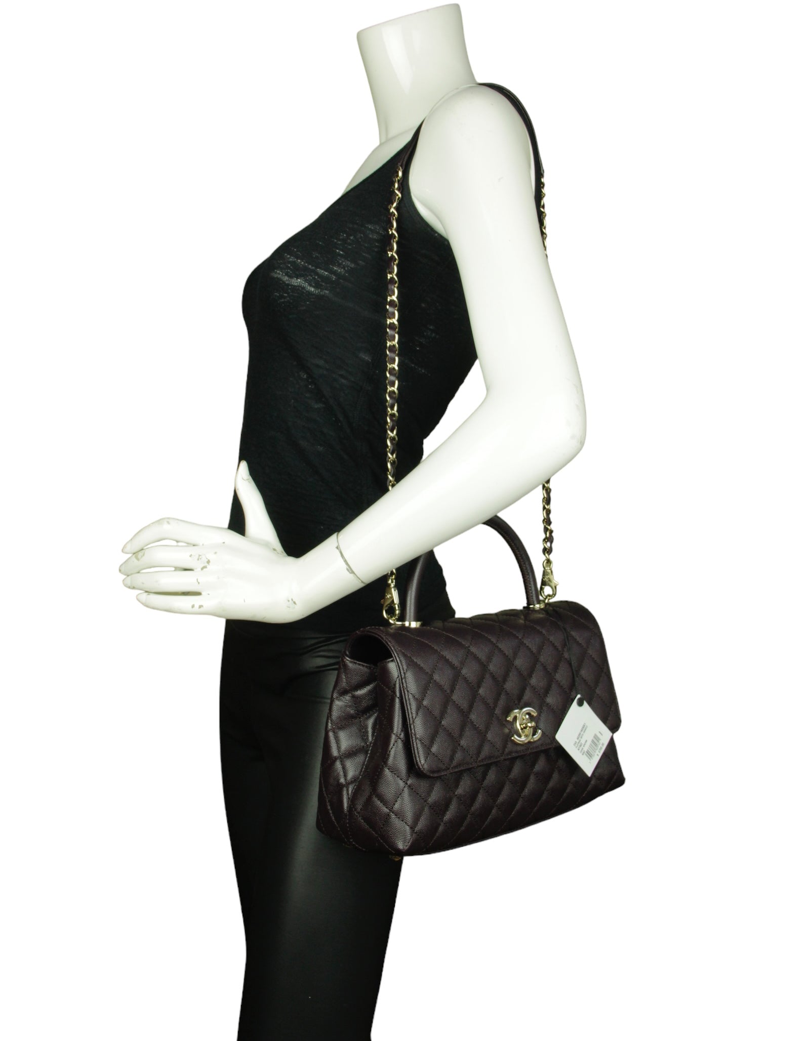 Chanel Brown Caviar Small Coco Handle Flap Bag