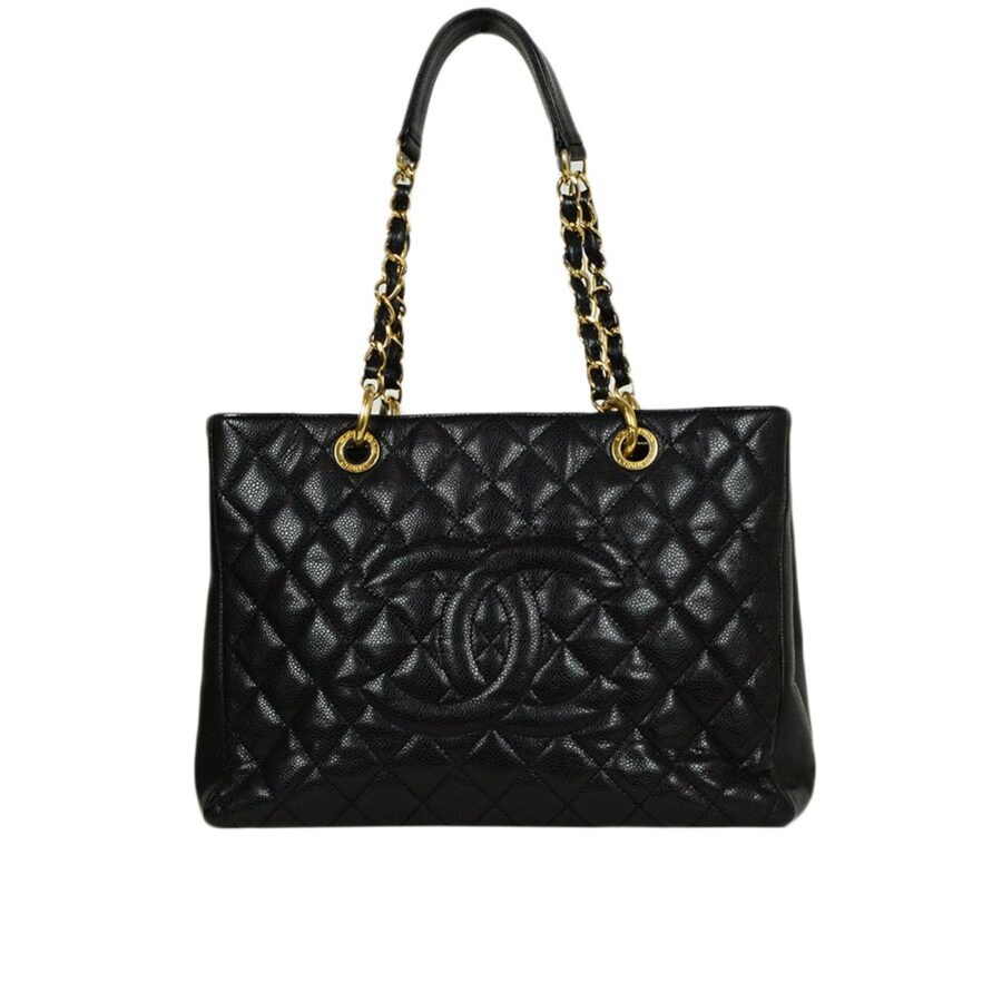 Chanel - Black Caviar Leather Quilted Grand Shopper Tote Discontinued Bag | Studio Nafay