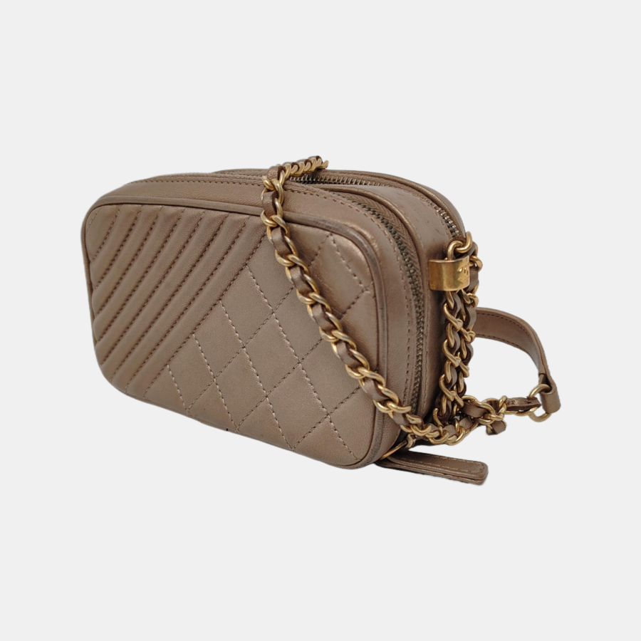 Chanel Mini Leather Lambskin Gold Handbag | Studio Nafay