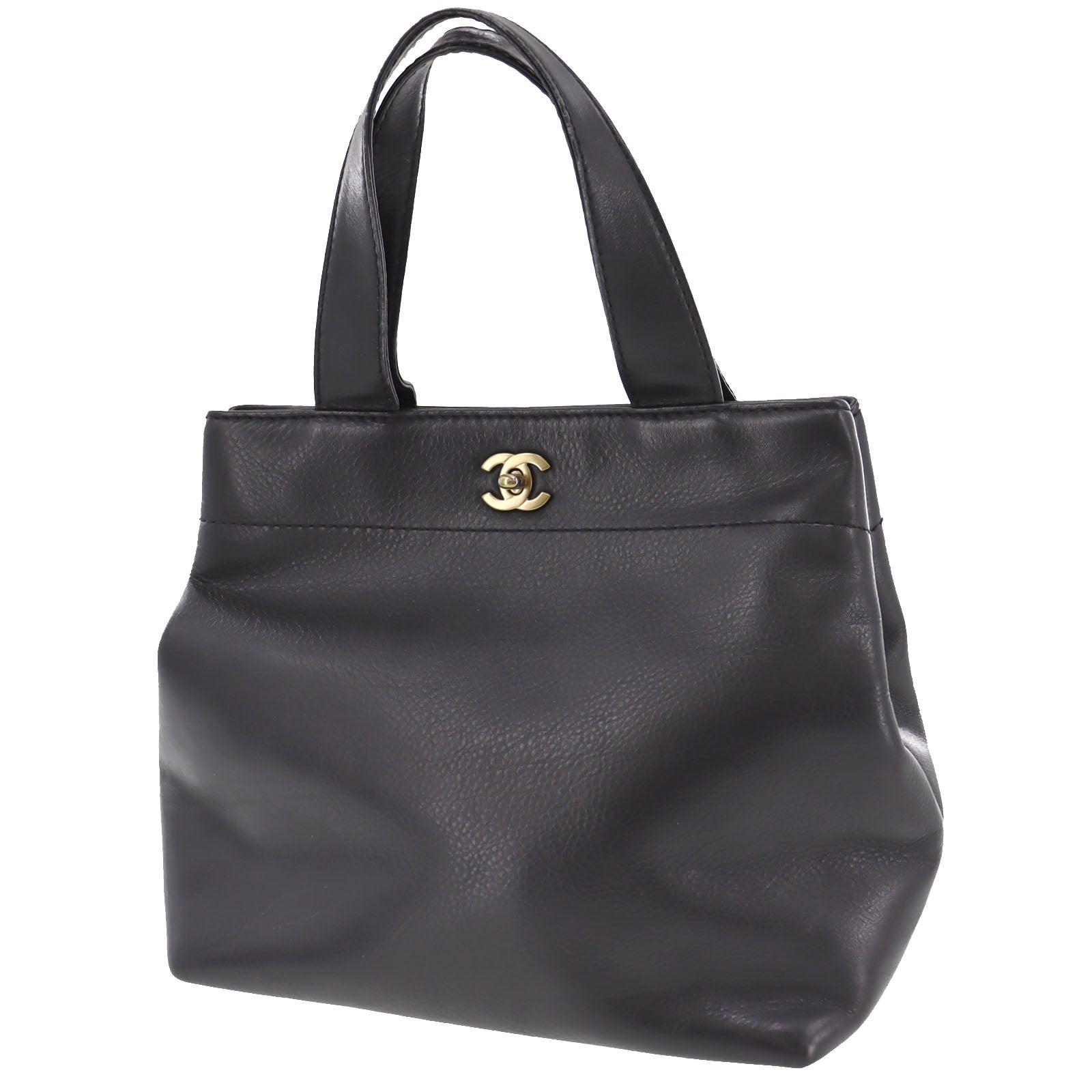 Chanel Leather Black Logo Handbag