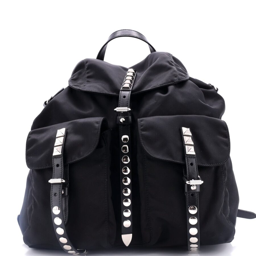 New Vela Backpack Tessuto with Studded Leather | Studio Nafay