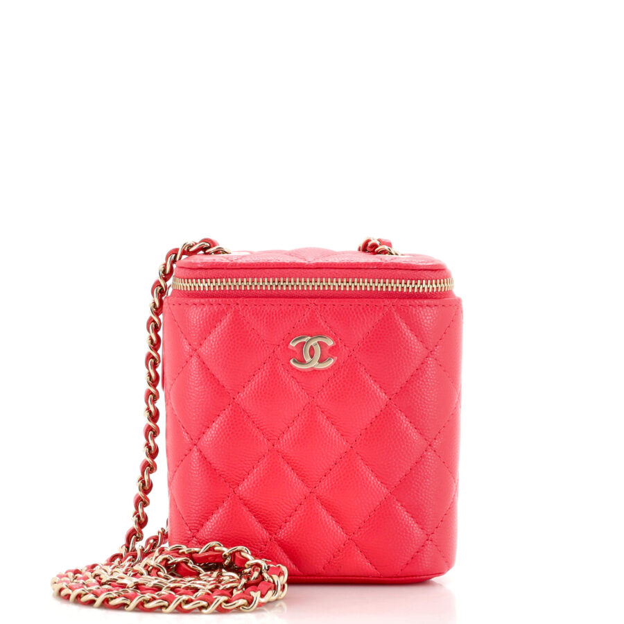 CHANEL Vertical Classic Vanity Case with Chain Quilted Caviar Mini | Studio Nafay