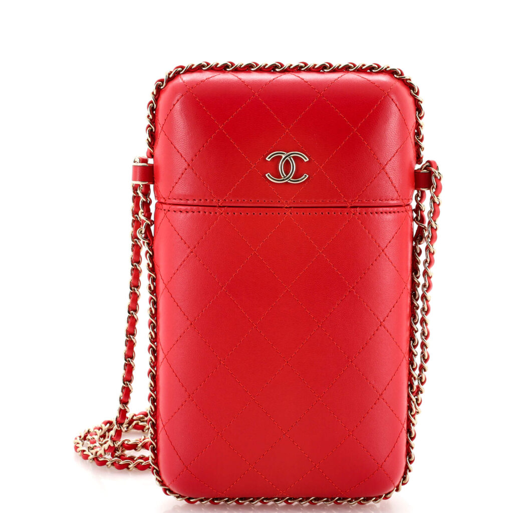 CHANEL Chain Around Phone Holder Box Crossbody Quilted Lambskin | Studio Nafay