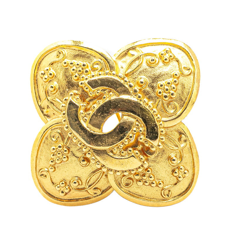 Chanel Gold Plated Coco Mark Clover Motif Brooch 96A Classic Flap Tote | Studio Nafay