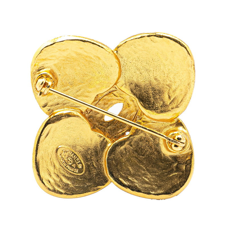 Chanel Gold Plated Coco Mark Clover Motif Brooch 96A Classic Flap Tote