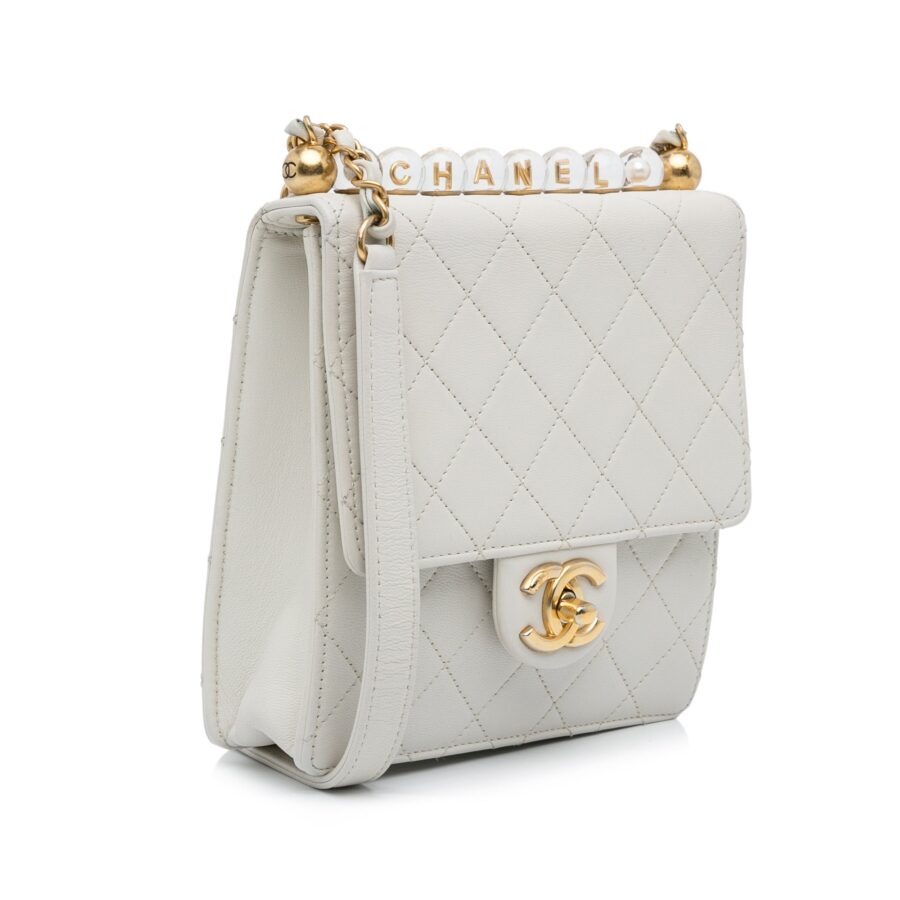White Chanel Mini Chic Pearls Crossbody | Studio Nafay