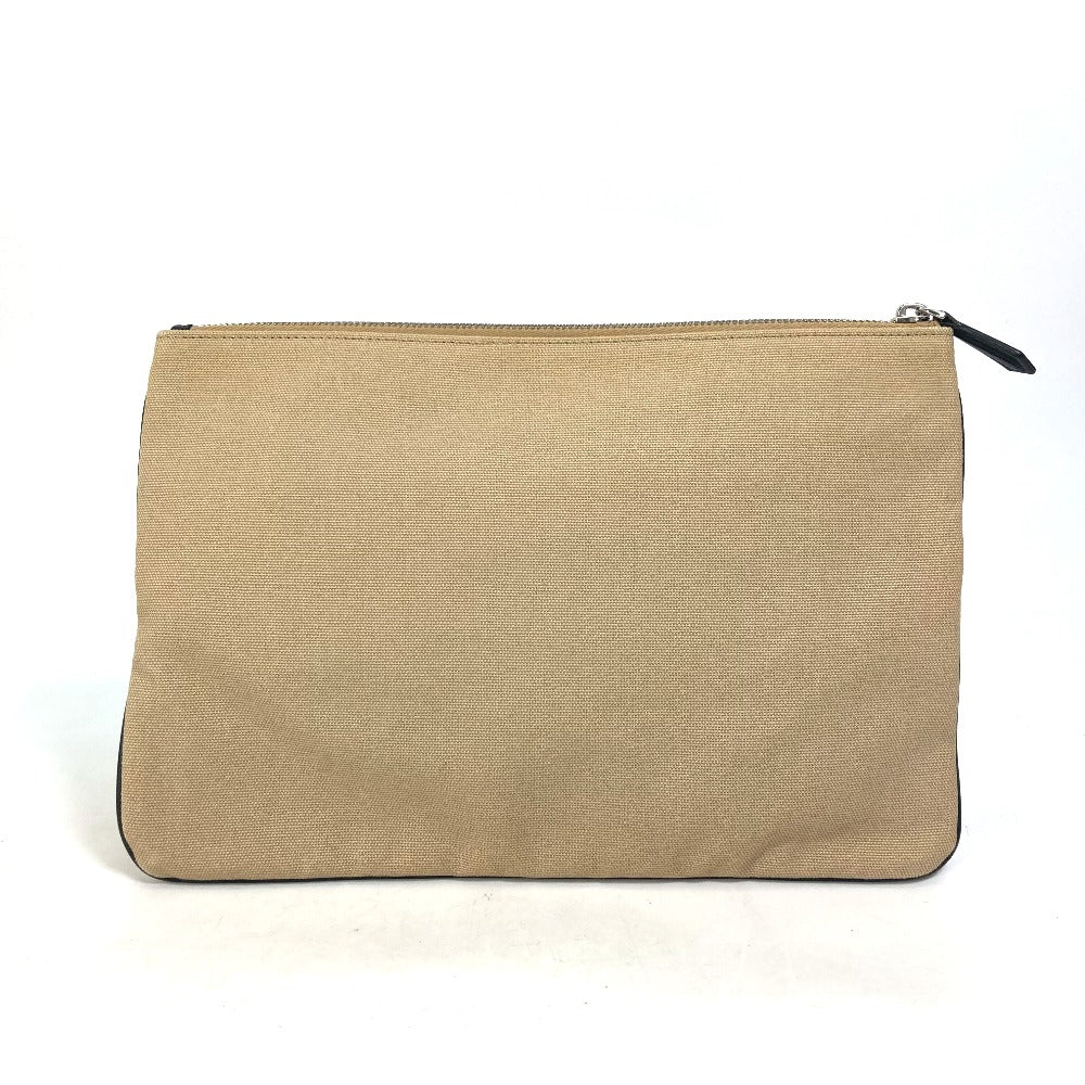 FENDI Clutch bag canvas beige Pouch logo Women