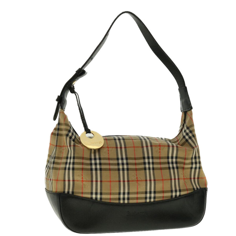 BURBERRYSs Nova Check Hand Bag Nylon Leather Beige Auth 40354 | Studio Nafay