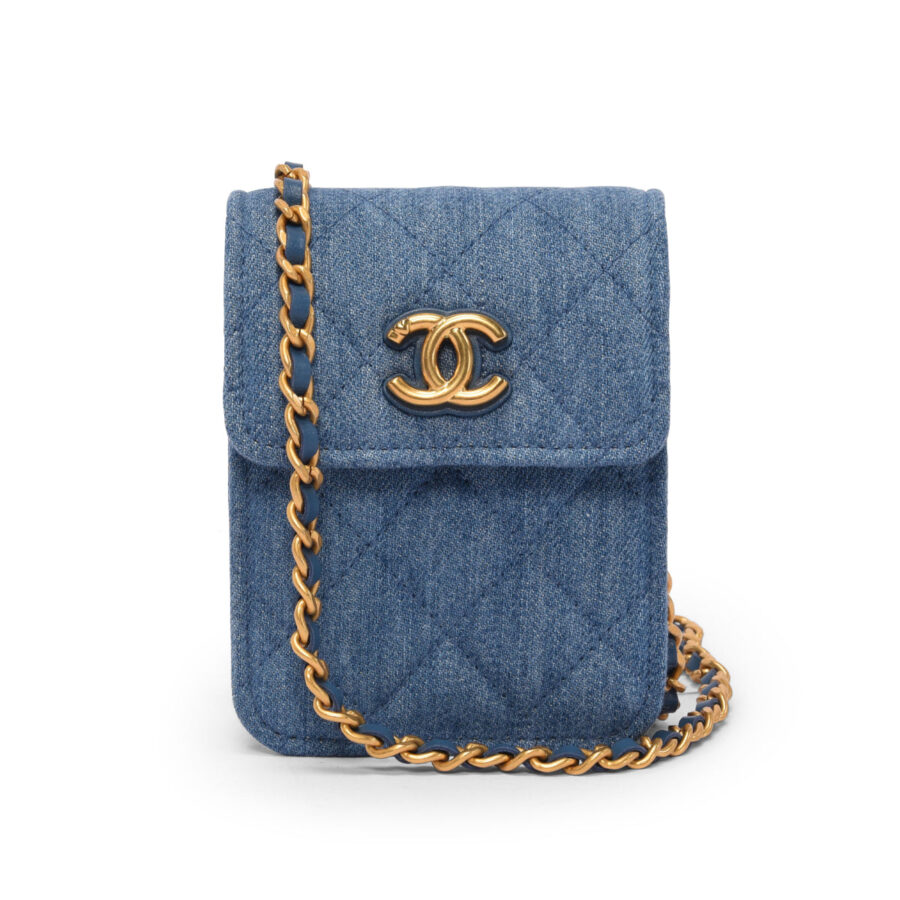 Chanel Blue Quilted Flap Clutch With Chain | Studio Nafay