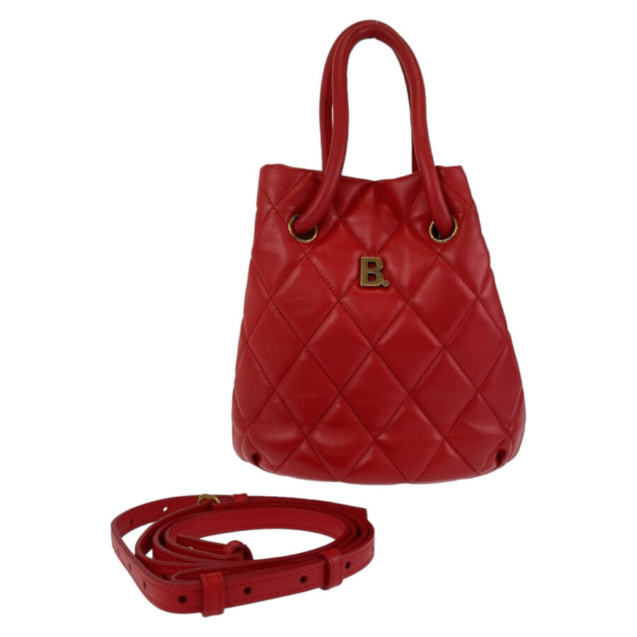 Balenciaga B Bucket Bag Red Leather 2way | Studio Nafay