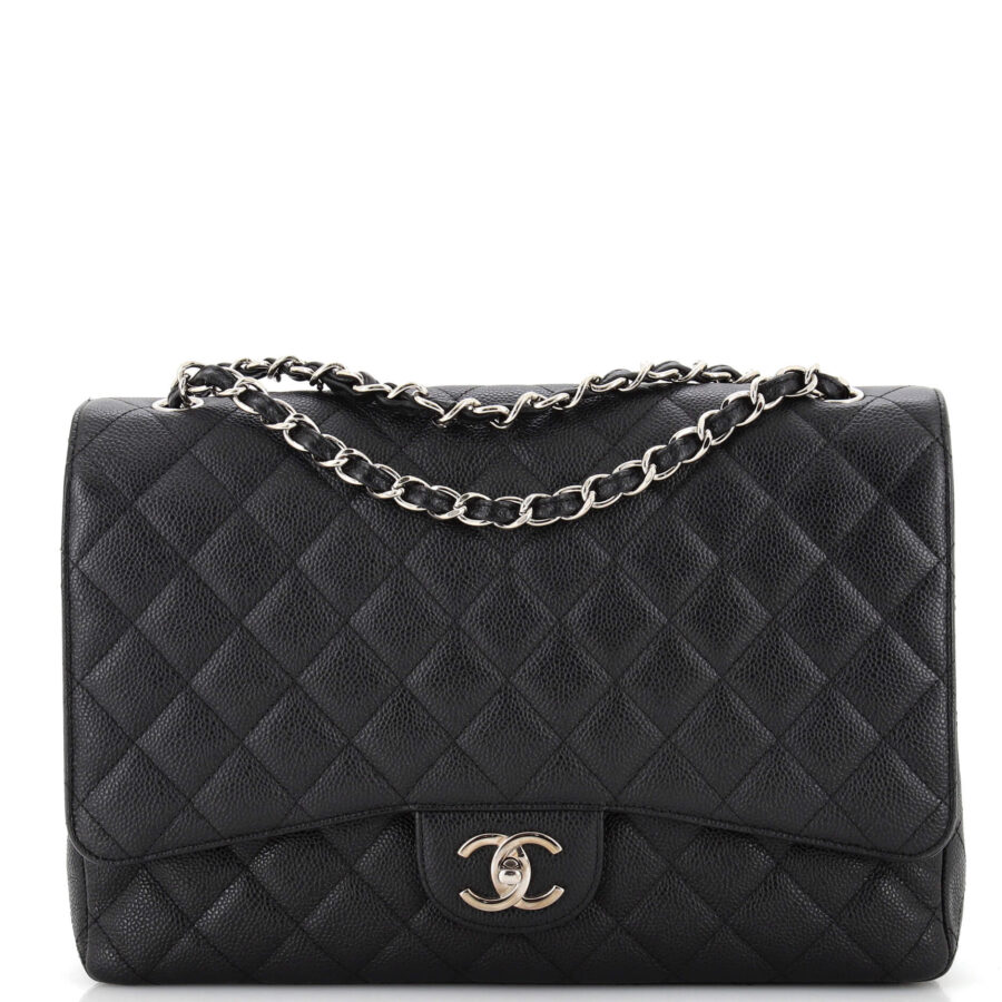 CHANEL Classic Double Flap Bag Quilted Caviar Maxi | Studio Nafay