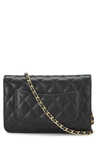 Chl, Black Caviar Classic Quilted Wallet On Chain (WOC), Black