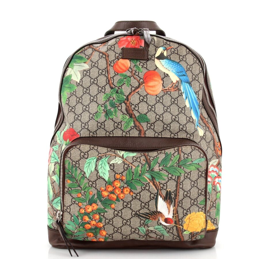 Zip Pocket Backpack Tian Print GG Coated Canvas Medium | Studio Nafay