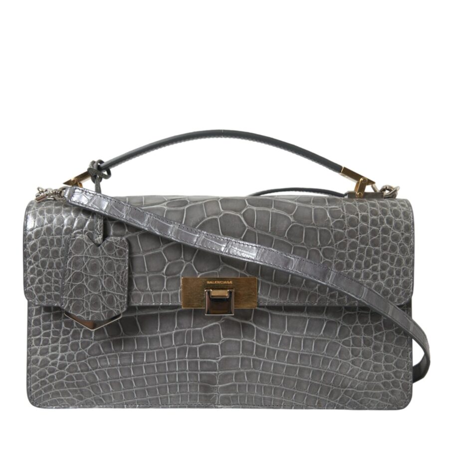 Balenciaga Gray Exotic Leather Medium Shoulder Hand Purse Bag | Studio Nafay