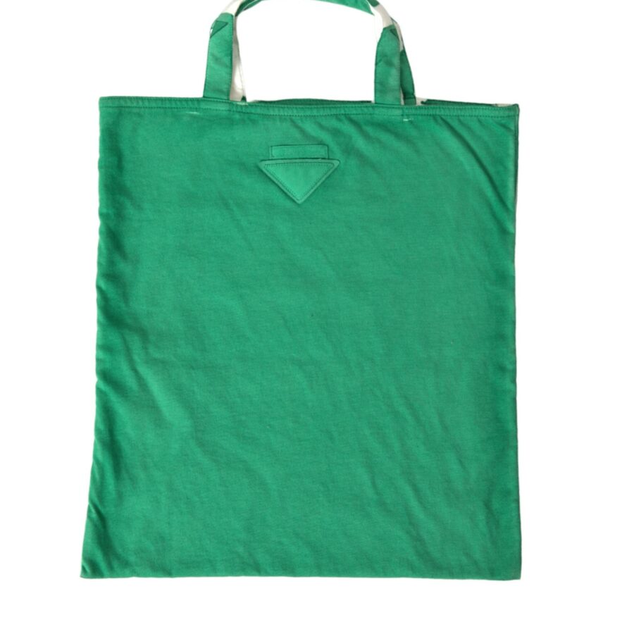 Prada Green Jersey Fabric Logo Shoulder Shopping Tote Shopping Bag | Studio Nafay