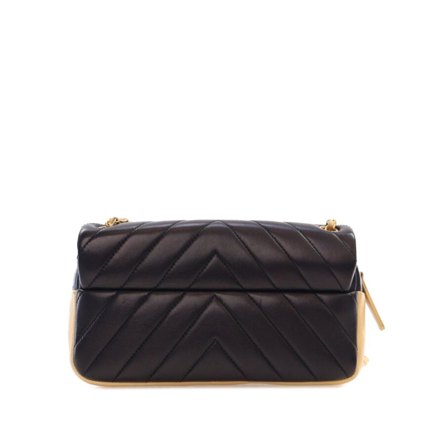 Black Chanel Small Bicolor Chevron Lambskin Single Flap Shoulder Bag | Studio Nafay