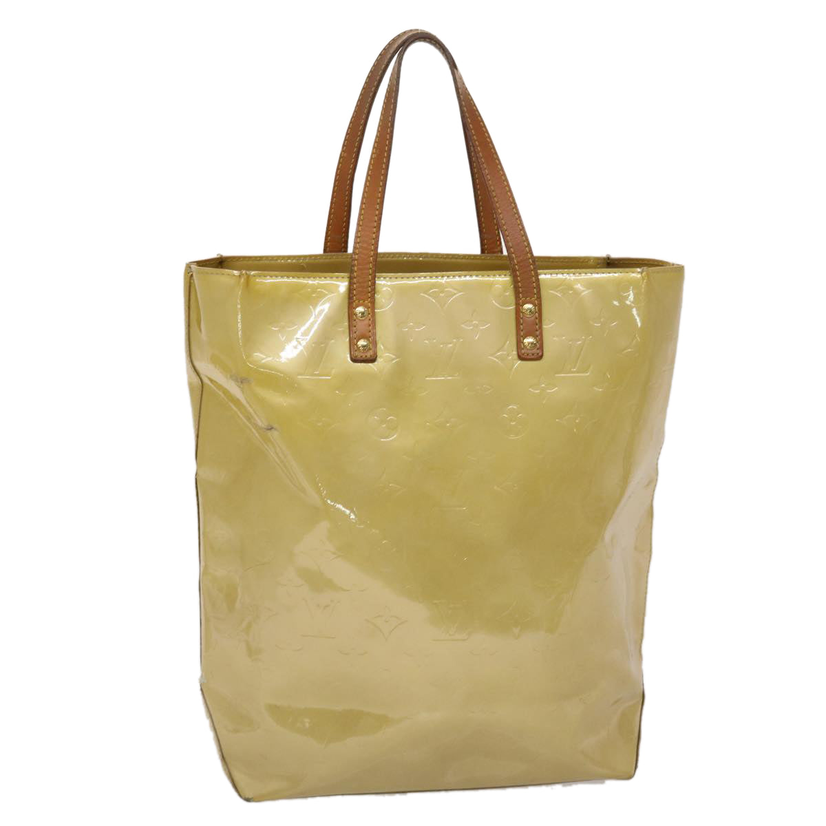 LOUIS VUITTON Monogram Vernis Reade MM Hand Bag Beige LV Auth 46616