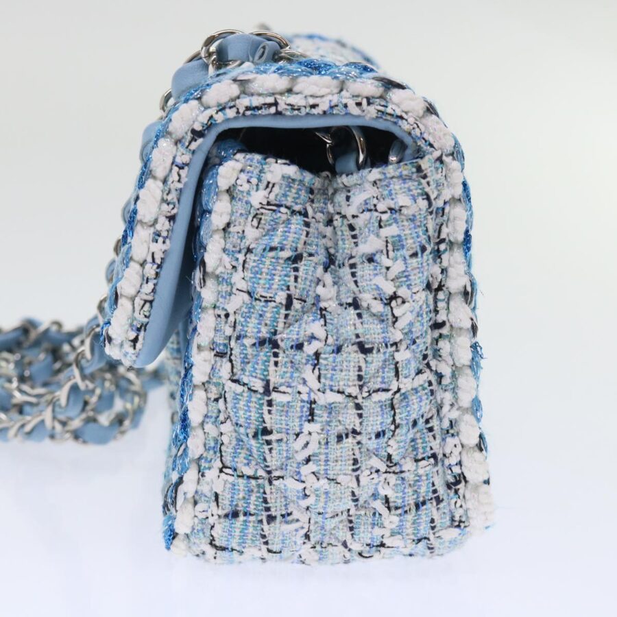 CHANEL Chain Shoulder Bag Tweed Blue CC Auth 47496A | Studio Nafay