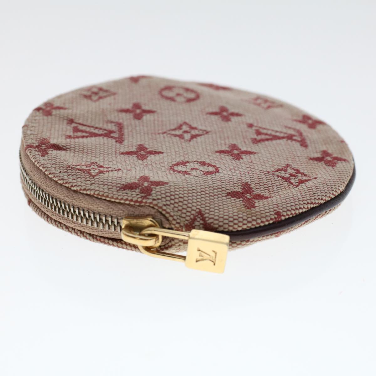 LOUIS VUITTON Monogram Mini Porte Monnaie Ron Coin Purse Red Auth 47704