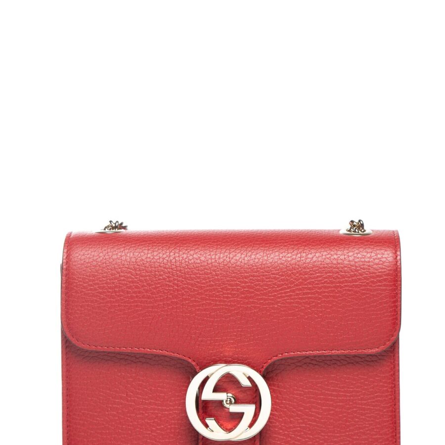 Gucci Red Leather Interlocking G Dollar Small Cross-Body | Studio Nafay