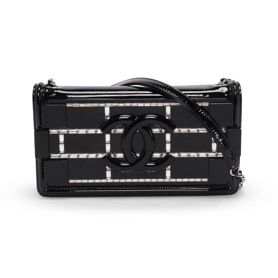 Chanel Black Patent & Crystal Boy Brick Flap Bag | Studio Nafay